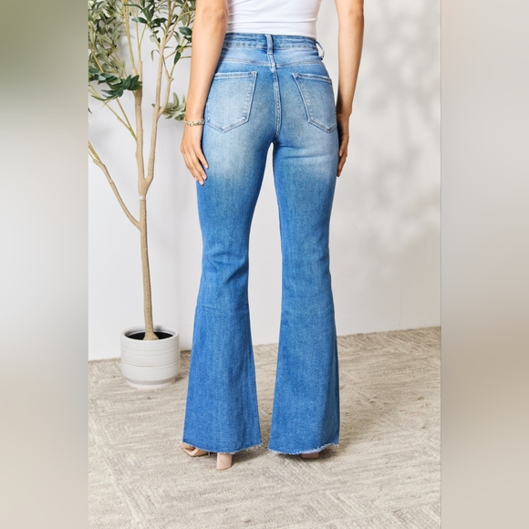 BAYEAS Designer Medium Blue Slit Flare Jeans - Picture 2 of 7
